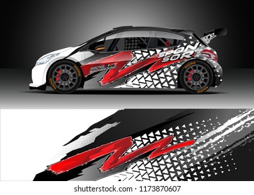 Car decal wrap design vector. Graphic abstract stripe racing background kit designs for wrap vehicle, race car, rally, adventure and livery