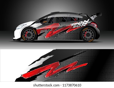 Car decal wrap design vector. Graphic abstract stripe racing background kit designs for wrap vehicle, race car, rally, adventure and livery