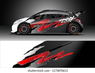 Car decal wrap design vector. Graphic abstract stripe racing background kit designs for wrap vehicle, race car, rally, adventure and livery