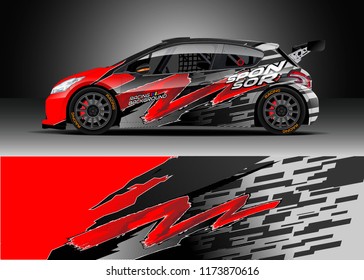 Car decal wrap design vector. Graphic abstract stripe racing background kit designs for wrap vehicle, race car, rally, adventure and livery