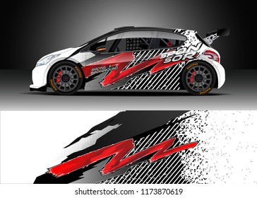 Car decal wrap design vector. Graphic abstract stripe racing background kit designs for wrap vehicle, race car, rally, adventure and livery