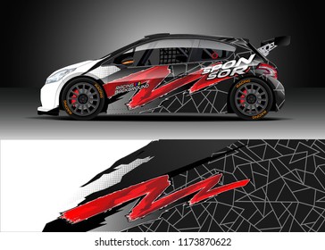 Car decal wrap design vector. Graphic abstract stripe racing background kit designs for wrap vehicle, race car, rally, adventure and livery
