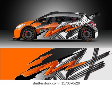 Car decal wrap design vector. Graphic abstract stripe racing background kit designs for wrap vehicle, race car, rally, adventure and livery