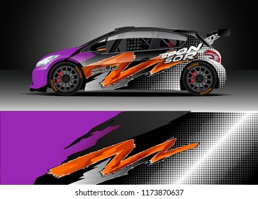 Car decal wrap design vector. Graphic abstract stripe racing background kit designs for wrap vehicle, race car, rally, adventure and livery