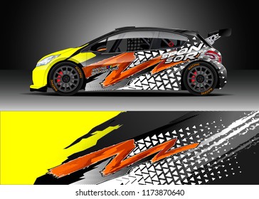 Car decal wrap design vector. Graphic abstract stripe racing background kit designs for wrap vehicle, race car, rally, adventure and livery