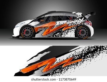 Car decal wrap design vector. Graphic abstract stripe racing background kit designs for wrap vehicle, race car, rally, adventure and livery