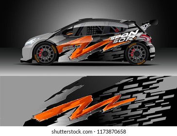 Car decal wrap design vector. Graphic abstract stripe racing background kit designs for wrap vehicle, race car, rally, adventure and livery