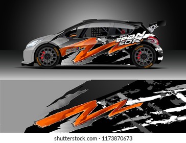 Car decal wrap design vector. Graphic abstract stripe racing background kit designs for wrap vehicle, race car, rally, adventure and livery