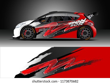 Car decal wrap design vector. Graphic abstract stripe racing background kit designs for wrap vehicle, race car, rally, adventure and livery