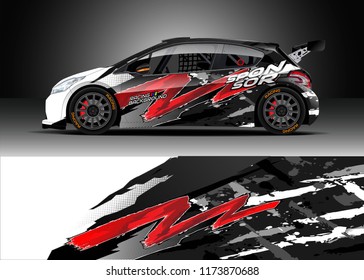 Car decal wrap design vector. Graphic abstract stripe racing background kit designs for wrap vehicle, race car, rally, adventure and livery