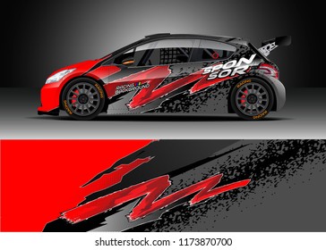 Car decal wrap design vector. Graphic abstract stripe racing background kit designs for wrap vehicle, race car, rally, adventure and livery