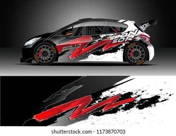 Car decal wrap design vector. Graphic abstract stripe racing background kit designs for wrap vehicle, race car, rally, adventure and livery