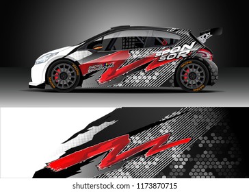 Car decal wrap design vector. Graphic abstract stripe racing background kit designs for wrap vehicle, race car, rally, adventure and livery