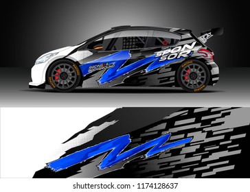 Car decal wrap design vector. Graphic abstract stripe racing background kit designs for wrap vehicle, race car, rally, adventure and livery