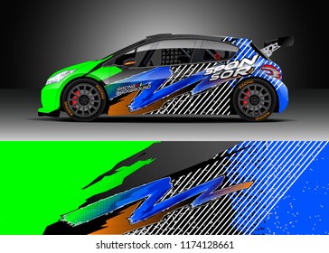 Car decal wrap design vector. Graphic abstract stripe racing background kit designs for wrap vehicle, race car, rally, adventure and livery