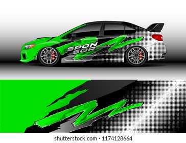 Car decal wrap design vector. Graphic abstract stripe racing background kit designs for wrap vehicle, race car, rally, adventure and livery