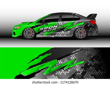 Car decal wrap design vector. Graphic abstract stripe racing background kit designs for wrap vehicle, race car, rally, adventure and livery