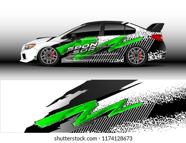 Car decal wrap design vector. Graphic abstract stripe racing background kit designs for wrap vehicle, race car, rally, adventure and livery