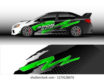 Car decal wrap design vector. Graphic abstract stripe racing background kit designs for wrap vehicle, race car, rally, adventure and livery