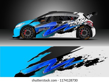 Car decal wrap design vector. Graphic abstract stripe racing background kit designs for wrap vehicle, race car, rally, adventure and livery