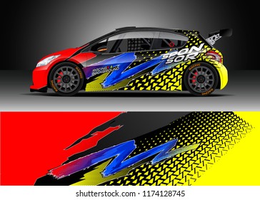 Car decal wrap design vector. Graphic abstract stripe racing background kit designs for wrap vehicle, race car, rally, adventure and livery