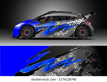 Car decal wrap design vector. Graphic abstract stripe racing background kit designs for wrap vehicle, race car, rally, adventure and livery