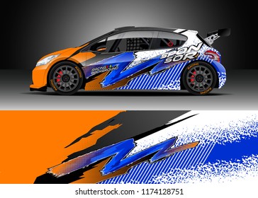 Car decal wrap design vector. Graphic abstract stripe racing background kit designs for wrap vehicle, race car, rally, adventure and livery