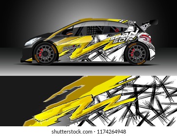 Car decal wrap design vector. Graphic abstract stripe racing background kit designs for wrap vehicle, race car, rally, adventure and livery