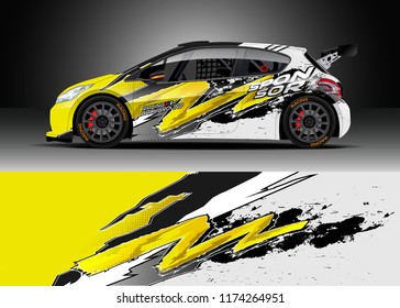 Car decal wrap design vector. Graphic abstract stripe racing background kit designs for wrap vehicle, race car, rally, adventure and livery