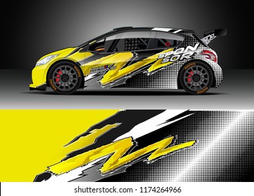 Car decal wrap design vector. Graphic abstract stripe racing background kit designs for wrap vehicle, race car, rally, adventure and livery