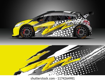 Car decal wrap design vector. Graphic abstract stripe racing background kit designs for wrap vehicle, race car, rally, adventure and livery