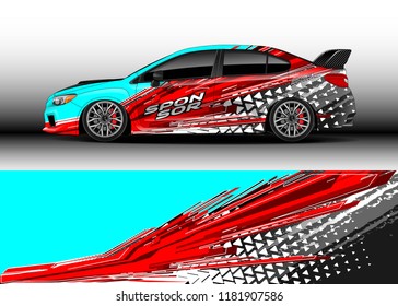 Car decal wrap design vector. Graphic abstract stripe racing background kit designs for wrap vehicle, race car, rally, adventure and livery