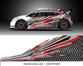Car decal wrap design vector. Graphic abstract stripe racing background kit designs for wrap vehicle, race car, rally, adventure and livery