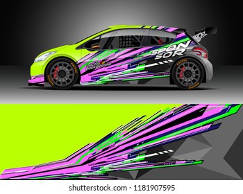 Car decal wrap design vector. Graphic abstract stripe racing background kit designs for wrap vehicle, race car, rally, adventure and livery
