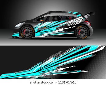 Car decal wrap design vector. Graphic abstract stripe racing background kit designs for wrap vehicle, race car, rally, adventure and livery