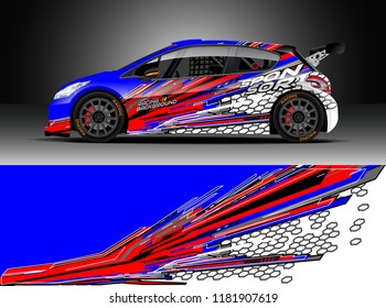 Car decal wrap design vector. Graphic abstract stripe racing background kit designs for wrap vehicle, race car, rally, adventure and livery