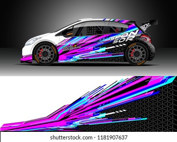 Car decal wrap design vector. Graphic abstract stripe racing background kit designs for wrap vehicle, race car, rally, adventure and livery