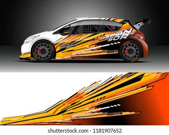 Car decal wrap design vector. Graphic abstract stripe racing background kit designs for wrap vehicle, race car, rally, adventure and livery