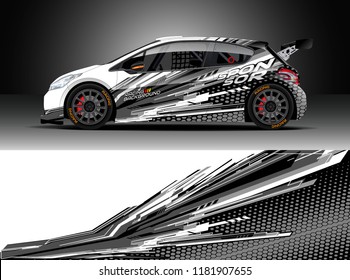 Car decal wrap design vector. Graphic abstract stripe racing background kit designs for wrap vehicle, race car, rally, adventure and livery