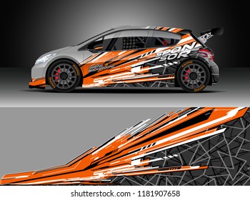 Car decal wrap design vector. Graphic abstract stripe racing background kit designs for wrap vehicle, race car, rally, adventure and livery