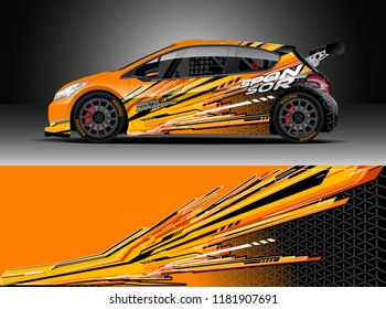 Car decal wrap design vector. Graphic abstract stripe racing background kit designs for wrap vehicle, race car, rally, adventure and livery