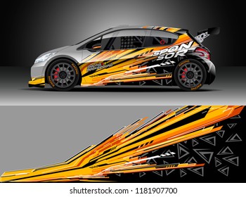 Car decal wrap design vector. Graphic abstract stripe racing background kit designs for wrap vehicle, race car, rally, adventure and livery