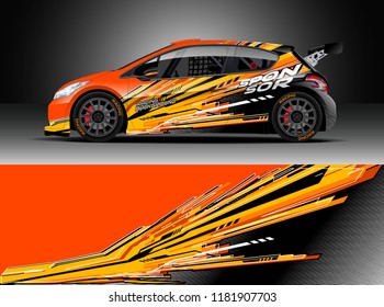Car decal wrap design vector. Graphic abstract stripe racing background kit designs for wrap vehicle, race car, rally, adventure and livery