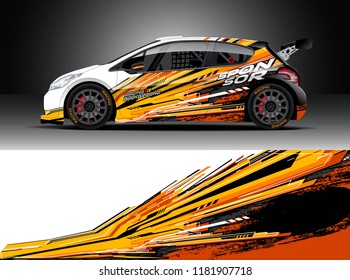 Car decal wrap design vector. Graphic abstract stripe racing background kit designs for wrap vehicle, race car, rally, adventure and livery