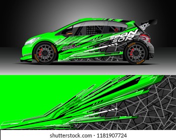 Car decal wrap design vector. Graphic abstract stripe racing background kit designs for wrap vehicle, race car, rally, adventure and livery