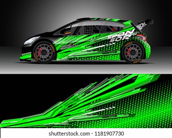 Car decal wrap design vector. Graphic abstract stripe racing background kit designs for wrap vehicle, race car, rally, adventure and livery