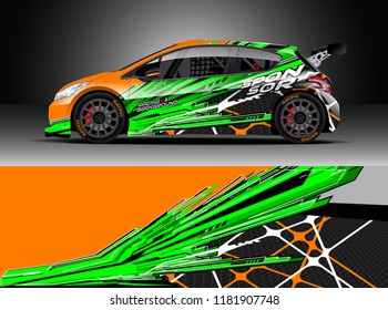 Car decal wrap design vector. Graphic abstract stripe racing background kit designs for wrap vehicle, race car, rally, adventure and livery