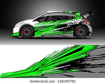 Car decal wrap design vector. Graphic abstract stripe racing background kit designs for wrap vehicle, race car, rally, adventure and livery
