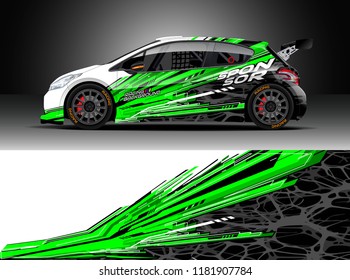 Car decal wrap design vector. Graphic abstract stripe racing background kit designs for wrap vehicle, race car, rally, adventure and livery