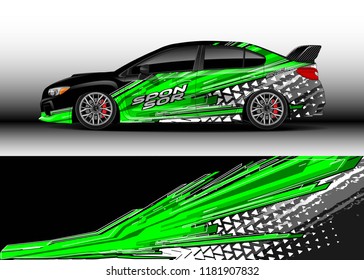 Car decal wrap design vector. Graphic abstract stripe racing background kit designs for wrap vehicle, race car, rally, adventure and livery